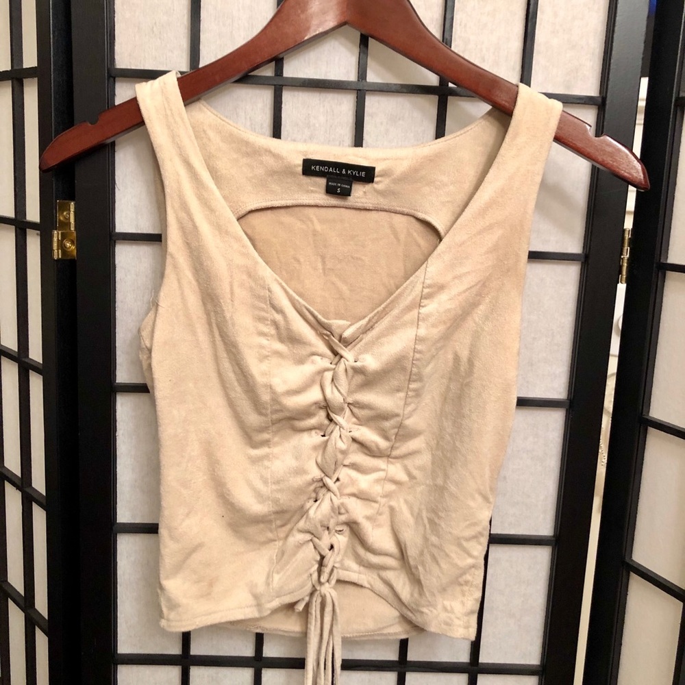 Kendall & Kylie Lace Up Crop Top